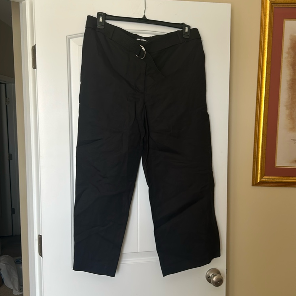 Karl Lagerfield black linen ankle pant
